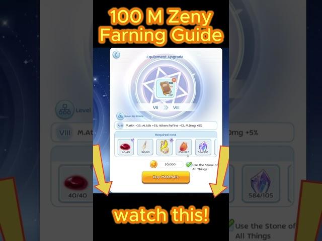 RAGNAROK M CLASSIC | 100 Million Zeny Farming Guide | Item Progression Guide