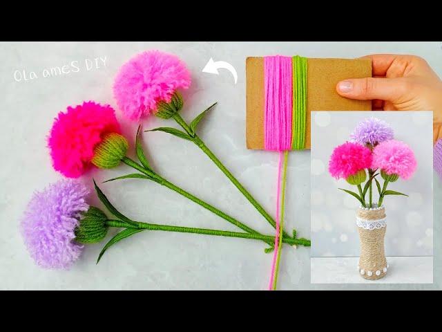 It's so Beautiful  Super Easy Flower Craft Ideas with Wool - DIY Amazing Yarn Flowers