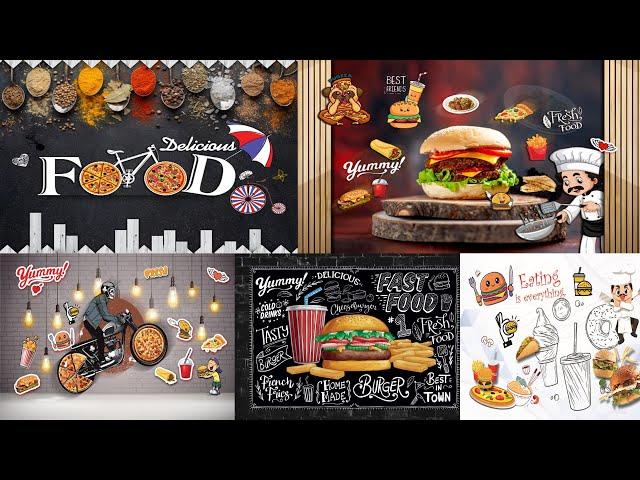 New Latest Fast Food Shop Wallpaper 2022 | 2022 #fast_food_wallpaper | buy flex fast food wallpaper