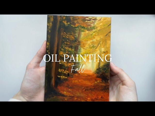 Easy Oil Painting Tutorial | Fall forest landscape