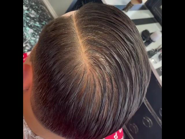 Comb over cut with hard part 