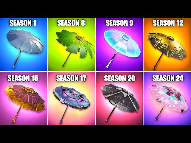 Evolution of Fortnite Victory Umbrellas (Chapter 1 Season 1 - Chapter 4 Season 2)