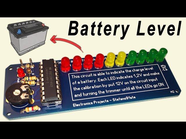 LED Volt Meter / Battery Level Indicator with LM3914 on PCB