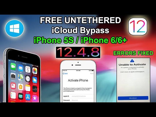 FREE Untethered iCloud Bypass iOS 12.4.8/13.6.1 Windows| iCloud Bypass iPhone 5s|iPhone6|6plus|iOS12