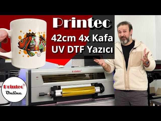 Printec UV DTF Yazıcı - 4x Kafa ve 42cm - Renkli, Metalik veya Kısmı Metalik Kristal Etiket Yazıcısı