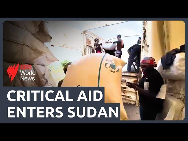 First food aid trucks arrive in war-torn Sudan