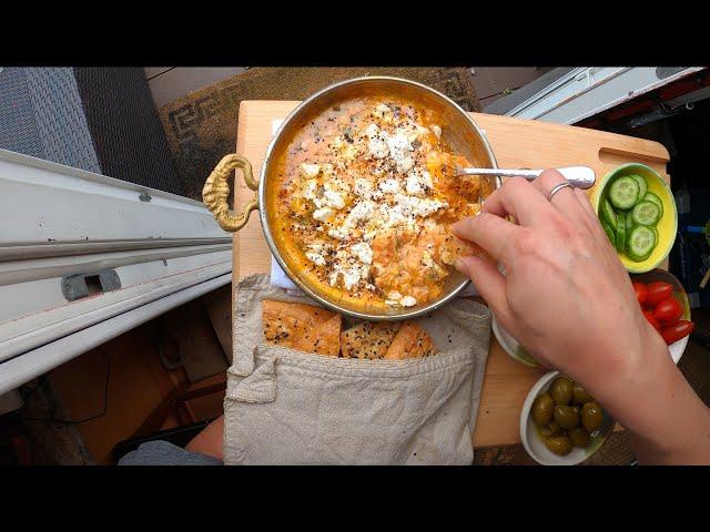 POV Menemen (Turkish Eggs with Peppers and Tomato)