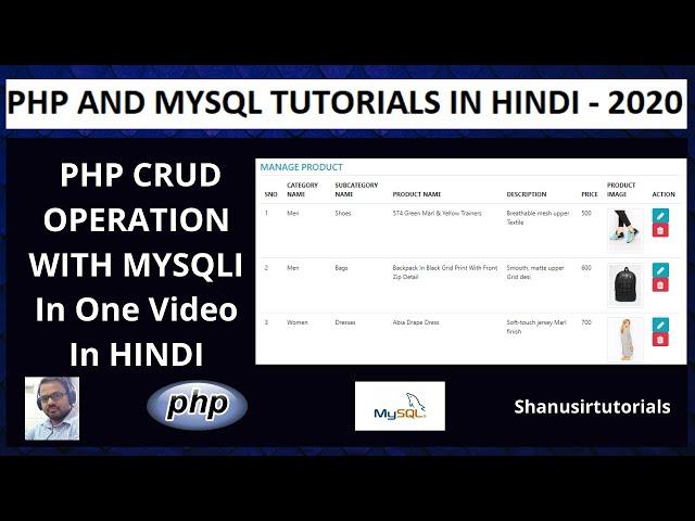 PHP CRUD Operations Tutorials With MySqli In Hindi | Insert Select Update Delete In One Video