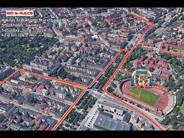 Adidas Stockholm Marathon 2024: fly over the marathon course! Video of the race path.