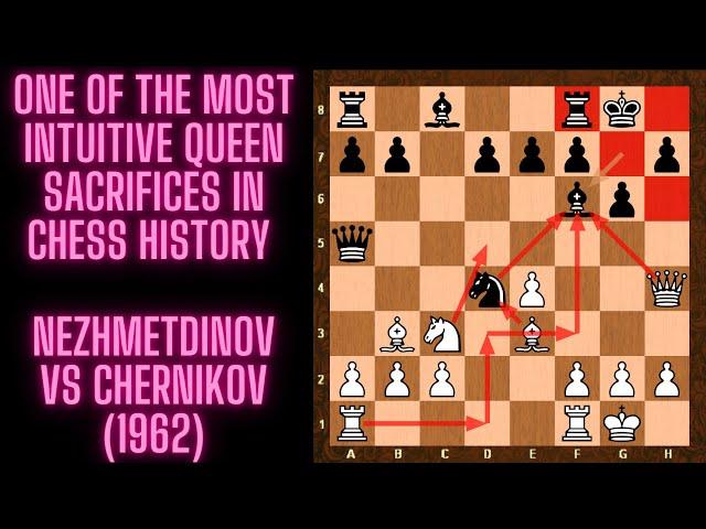 One of the most intuitive Queen Sacrifices in Chess History : Nezhmetdinov vs Chernikov (1962)