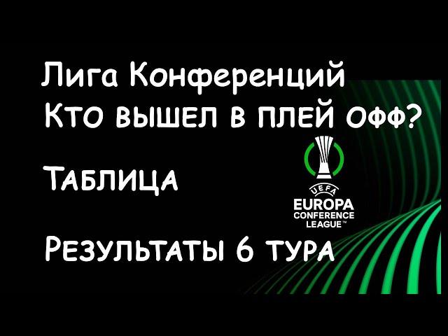 Лига Конференций.  Кто вышел в плей офф?  Результаты 6го тура.  Таблица