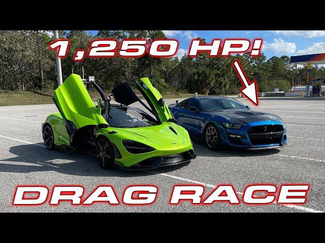 1,250HP GT500 CALLS OUT 765LT * McLaren 765LTs vs Ford Mustang Shelby GT500 from Palm Beach Dyno