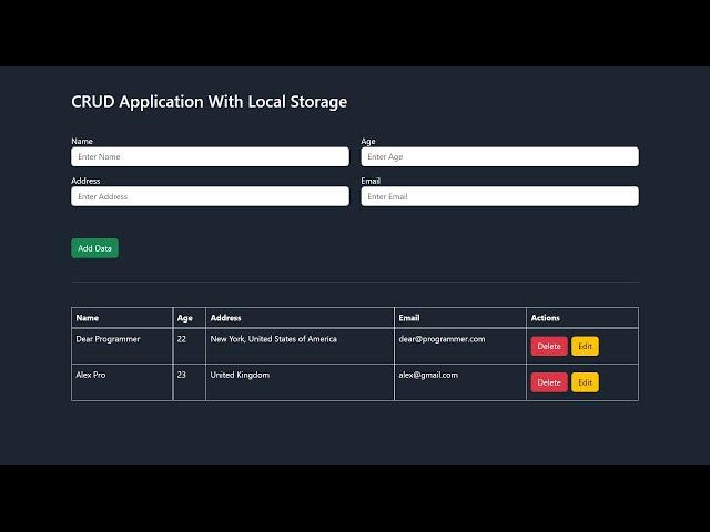 JavaScript CRUD Application With Local Storage - CRUD Operations In JS