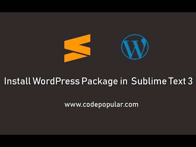 How to install WordPress Package in Sublime Text 3