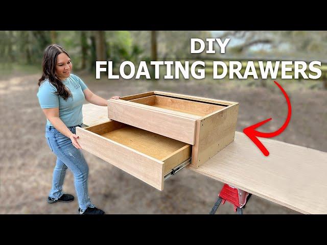 I built FLOATING DRAWERS for my laundry / Cabinet Drawers DIY Beginner / Laundry Makeover Part 8