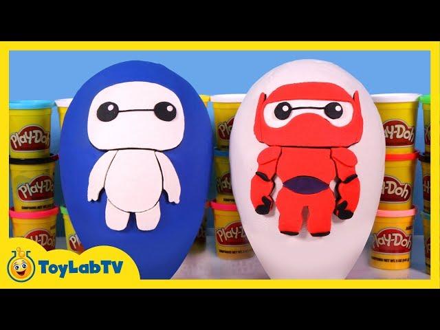 GIANT Baymax Play Doh Surprise Egg Showdown with Big Hero 6 Surprise Toys