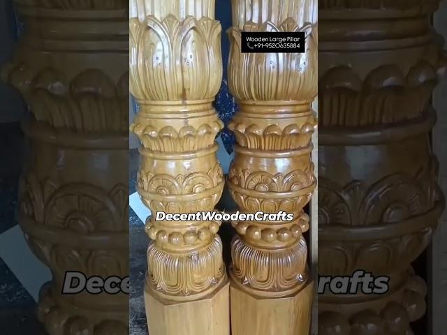 Teak Wood Hand-Carved Pillars by Decent Wooden Crafts – Elegance & Craftsmanship | +91-9520635884