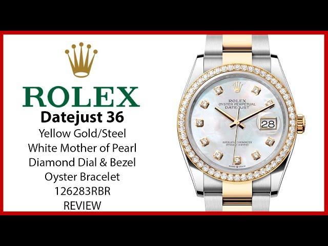 ▶Rolex Datejust 36 Yellow Gold/Steel White Mother of Pearl Diamond Dial & Bezel 126283RBR - REVIEW