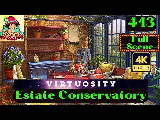 JUNE'S JOURNEY 413 | ESTATE CONSERVATORY (Hidden Object Game) *Full Mastered Scene*