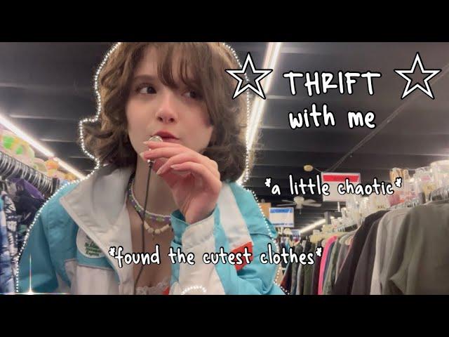 THRIFT WITH ME + try-on haul (coquette/downtown girl finds!!)