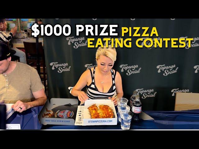 $1000 PRIZE PIZZA EATING CONTEST at Topanga Social #RainaisCrazy