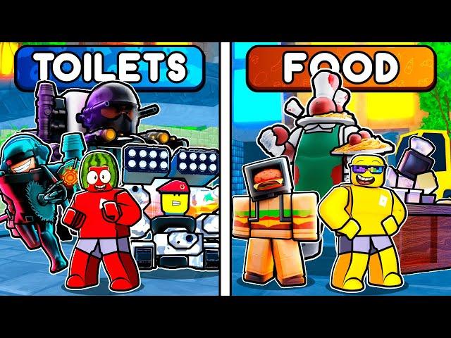 FOOD vs TOILETS In Toilet Tower Defense