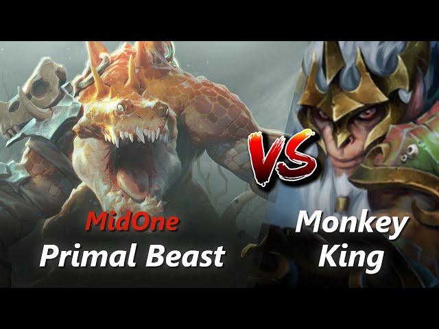 MidOne offlane Primal Beast vs Monkey King/Warlock | First 10 minutes