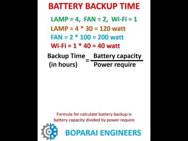 CALCULATE BATTERY BACKUP TIME #inverter #Battery #power #backuppower #ups #technology #calculation