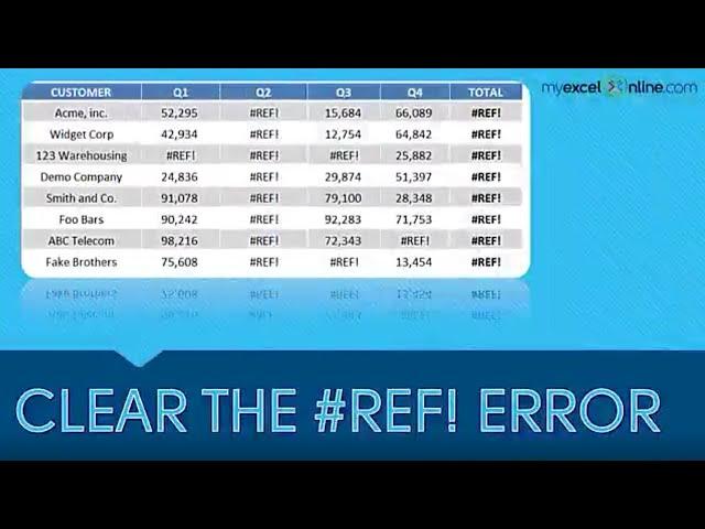 How to clear a #REF! Error in Excel