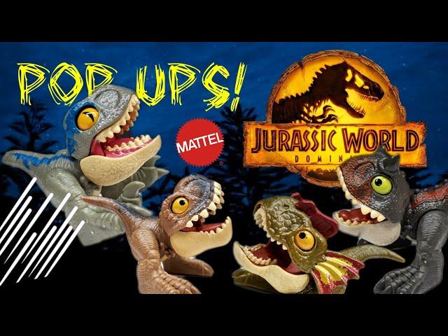 2022 Mattel Jurassic World Dominion Pop Ups Review!!! Carnotaurus! Dilophosaurus! Tyrannosaurus!