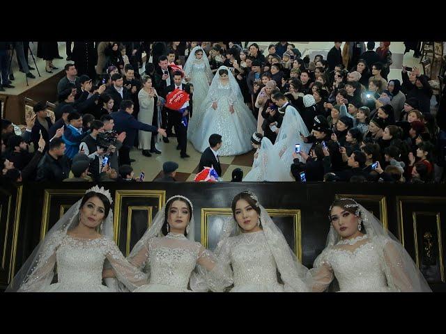 Uzbekistan wedding ceremony 4 brides and grooms' extirms to their mothers