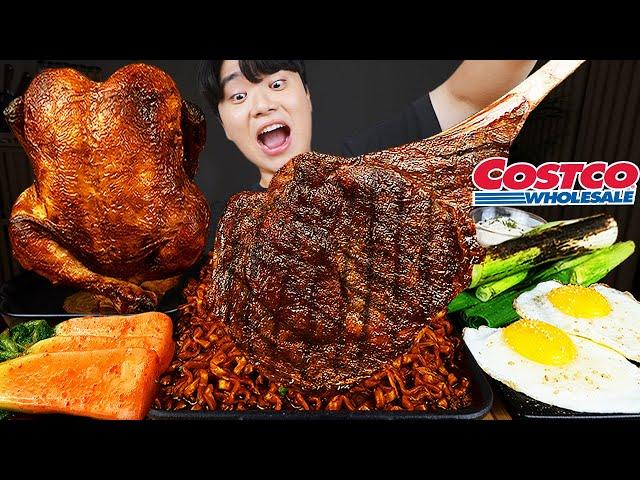 ASMR MUKBANG | Fried Chicken, steak, black bean noodles, kimchi Korean Food recipe ! eating