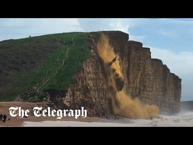 Dorset cliff collapses launching 400-tonnes of rockfall into ocean