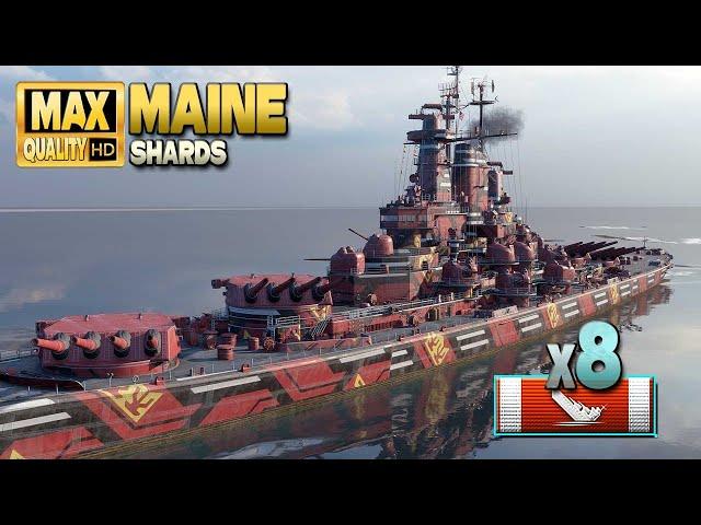 Battleship Maine: 8 ships destroyed on map Shards - World of Warships