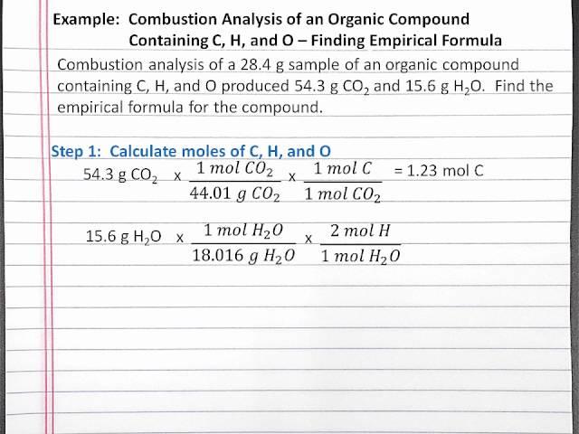 CHEMISTRY 101:  Finding Empirical Formula Using Combustion Analysis for a Compound with C, H, O