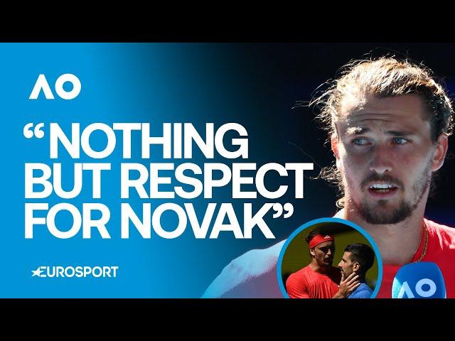 On-Court Interview: Alexander Zverev reacts after Novak Djokovic retires injured from semi-final