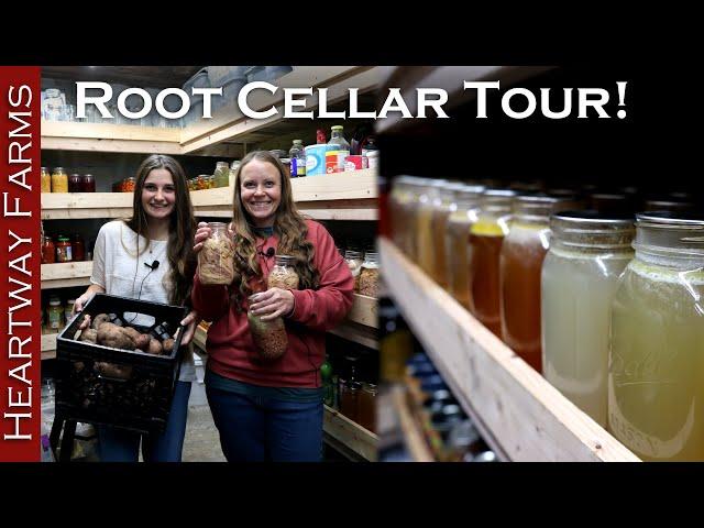 Root Cellar Tour: How we store a year's worth of food! | Food haul Aldi stock up and canning storage