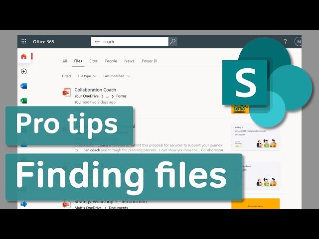 Microsoft SharePoint | Finding Files in SharePoint and OneDrive - Pro Tips