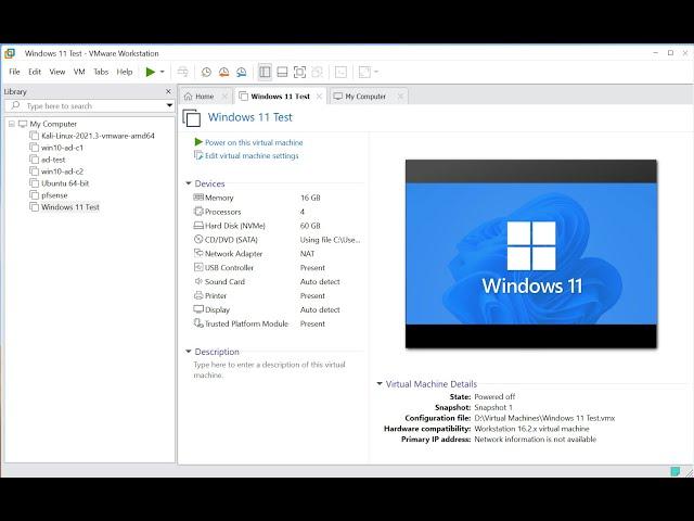 Setting up VMware Workstation with Windows 11