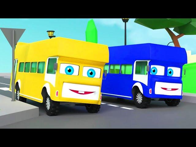 Learn Colors with Buses | Five Rainbow Buses | Nursery Rhymes & Bus Songs Collection for Kids USA