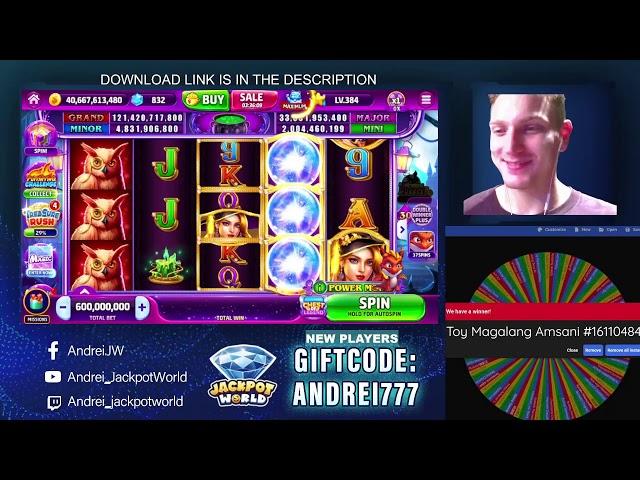 !notify on FB to enter the WHEEL | Jackpot World with Andrei