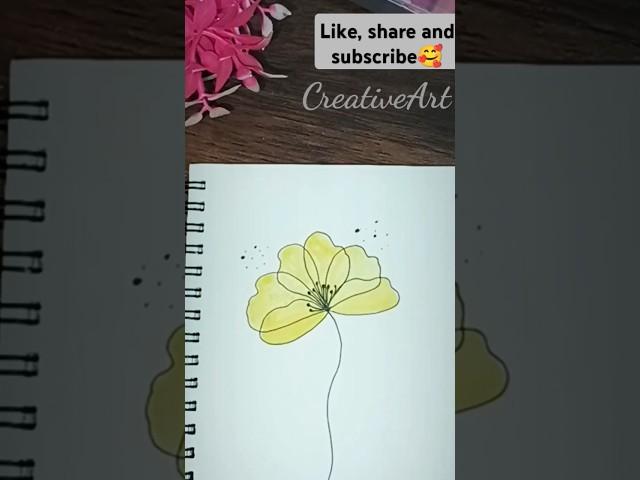 Simple flower painting#shorts#freehandflowerpainting#CreativeArt#youtubeshorts#art#viral#drawing