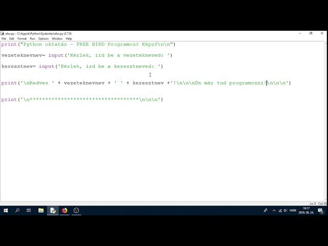 Python Programozás Oktatás: 2. óra - Bemeneti Adatok Feldolgozása