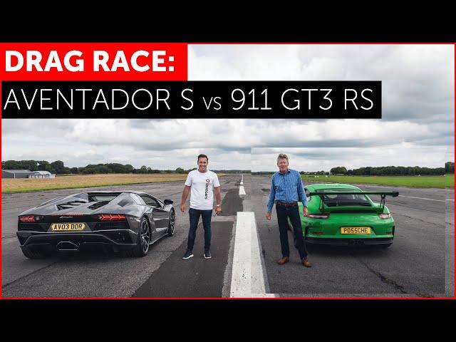 DRAG RACE. Lamborghini Aventador S Roadster vs Porsche 911 GT3 RS