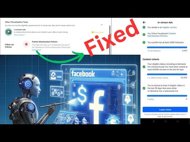 Facebook Page has no policy issue but In-stream ads showing Policy Issue | No Monetization Setup