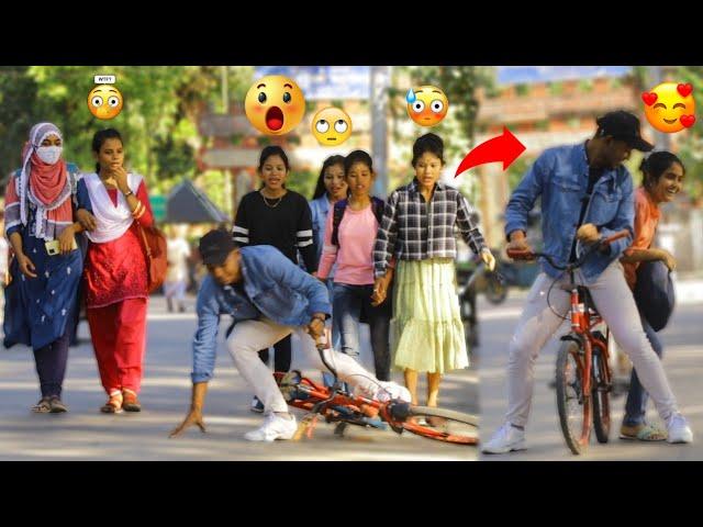 Accident Cycle Looking At Cute Girl  || Girls Ride On My Kid Cycle || Best Reaction 