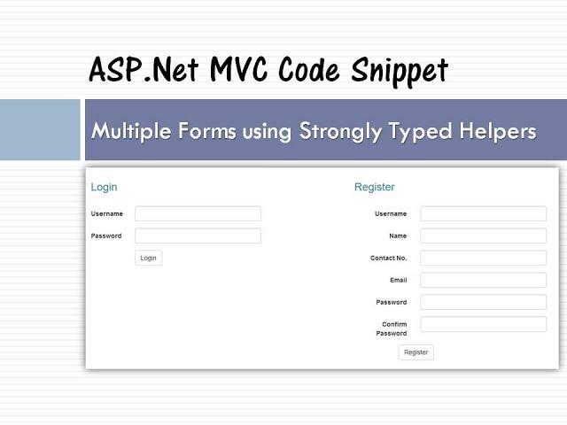 Multiple Forms using Strongly Typed Helpers in a Single View | ASP.Net MVC