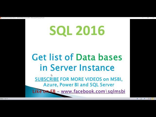 Get list of data bases in sql | sql data bases list in server