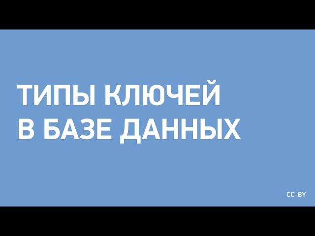 Типы ключей в базе данных