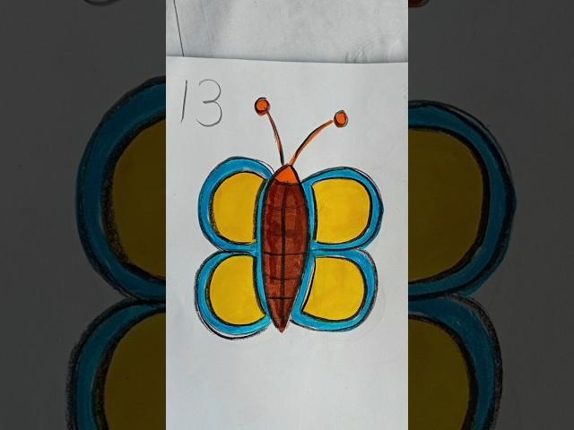 Easy drawing with alphabet 13 l Easy butterfly drawing l #drawing #art #easydrawing #colors #shorts